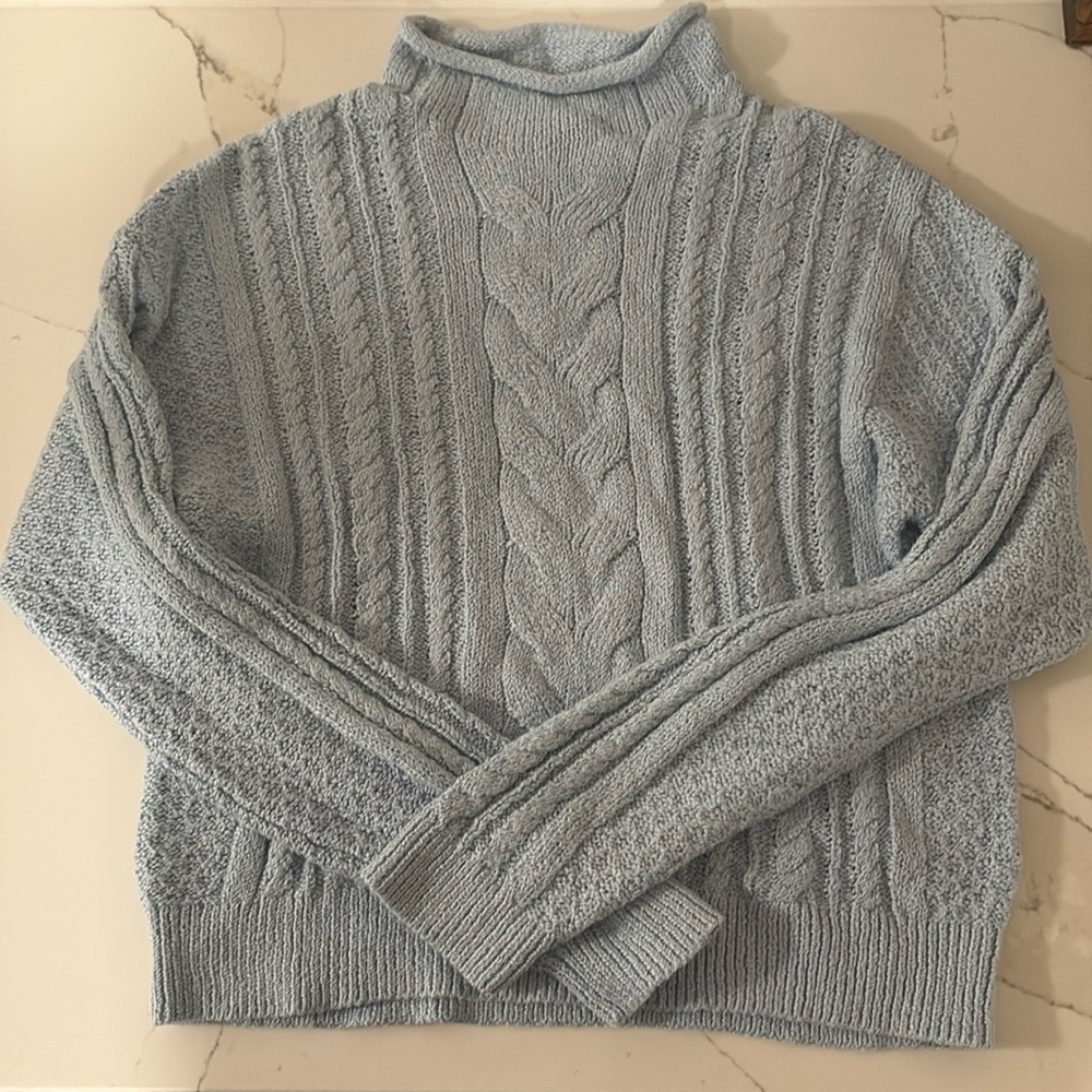 J. Crew Baby Blue Cable Knit Sweater- Women’s Size Medium